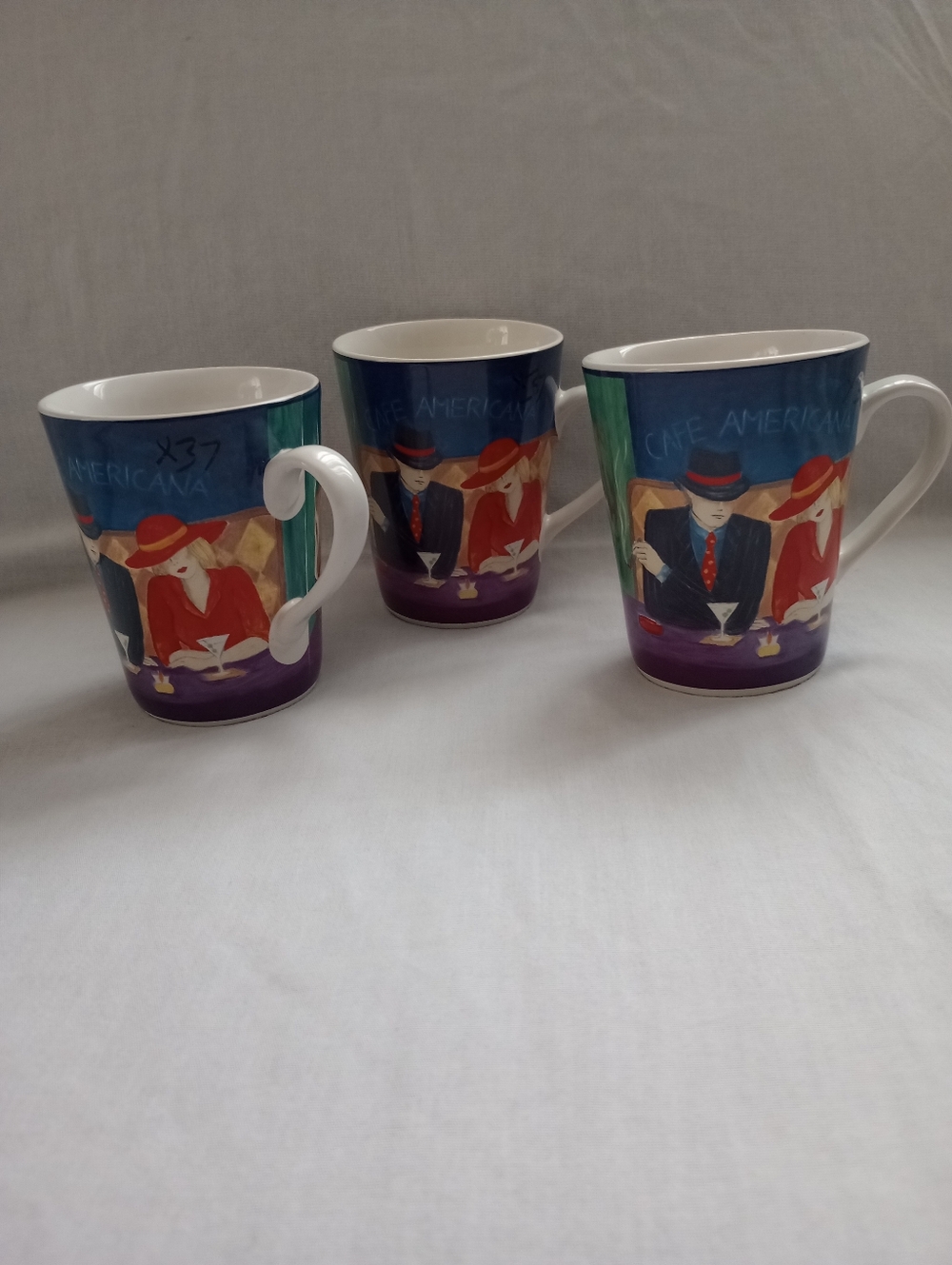 Sango Café Americana Ceramic Coffee Mugs - Multicolor Set Of 3